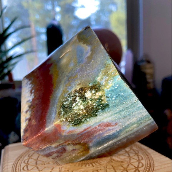 Mother Earth Other - Ocean Jasper Crystal Cube! It Stands Up By Itself!
